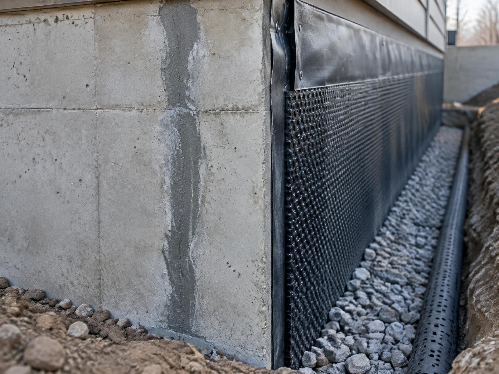 Foundation detail: Crack treatment and exterior protection